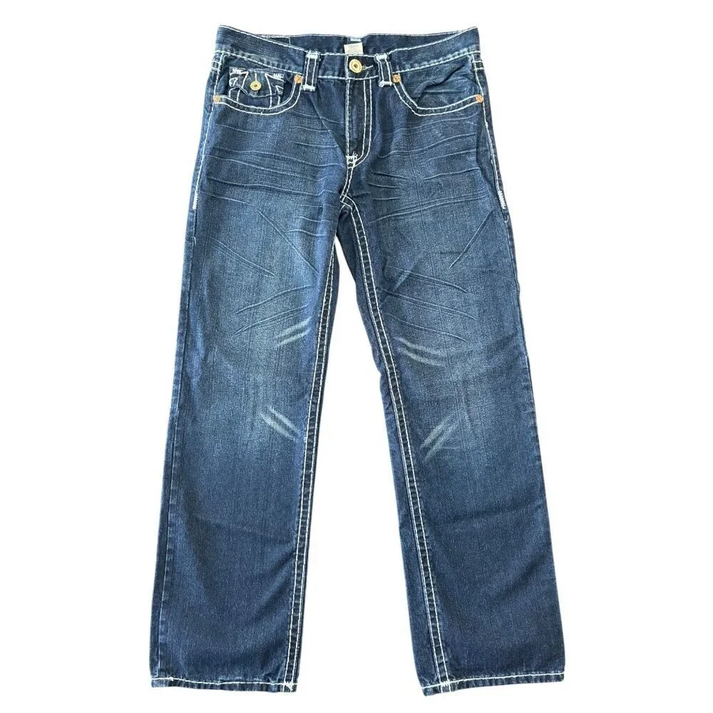 True Religion Y2K Super T World Tour Big Horseshoe Flap Jeans Dark Wash 36 x 33